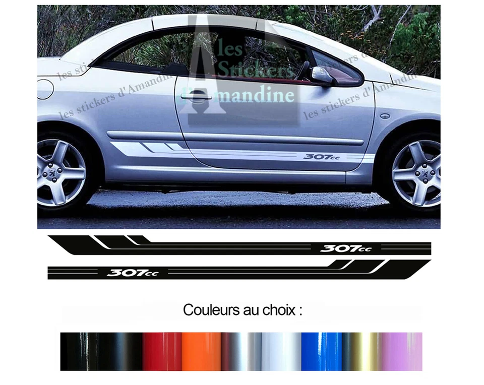 2 X BANDES LATERALES POUR PEUGEOT 307CC 307 CC AUTOCOLLANT STICKER BD541-11