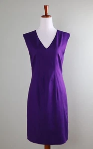 PIAZZA SEMPIONE Italy $975 Solid Purple Lined Silk Blend Dress Size IT 40 - Picture 1 of 6