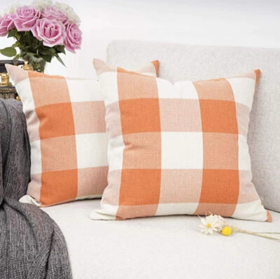 Decorative Throw Pillow Covers Cushion Pillowcase 2-PC Buffalo Check Farmhouse - Image 1 of 4