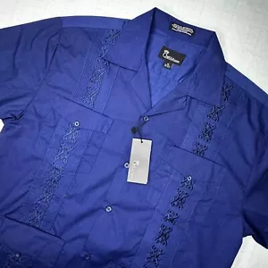 Omega Fashion Cuban Men's Guayabera Beach Wedding Short Sleeve Button Up- Size M - Picture 1 of 6