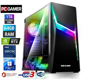 PC COMPUTER DESKTOP GAMING XEON RAM 64 GB M2 1TB RTX 3060TI 8 GB WI-FI WIN11 PRO - Foto 1 di 15