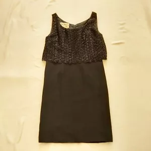 Marcel Fenez Paris vintage 1950s black cocktail dress Lace overlay 36/38 UK 8/10 - Picture 1 of 8