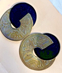 John Michael Richardson Broken Circle Pierced Earrings New Black Brass Thailand - Picture 1 of 9