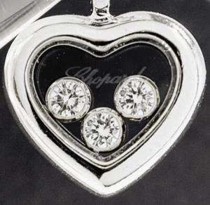 Chopard Happy Pendant Top Diamond Moving 3P 18k White Gold Heart - Picture 1 of 7