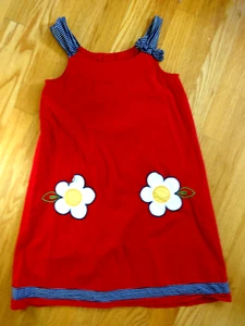 GEORGE GIRLS SZ 8 SHIFT DRESS COTTON RED WH BL YELL FLOWER FLORAL SUMMER VGUC - Picture 1 of 7