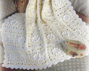 Beautiful Baby Crochet Shawl Blanket Pattern in Squares 46x68" DK 718 - Picture 1 of 1