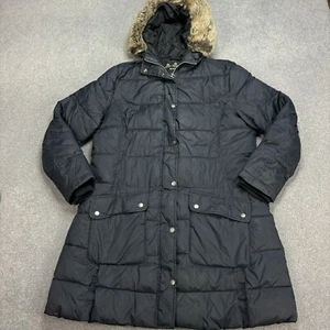 Barbour Jacket Womens Extra Large Black Down Puffer Hunting Country Hood Lady - Picture 1 of 9