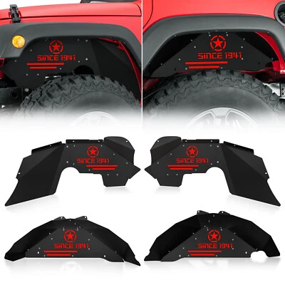 Front & Rear Inner Fender Liners for 2007-2018 Jeep Wrangler JK & JKU Unlimited - Image 1 of 4
