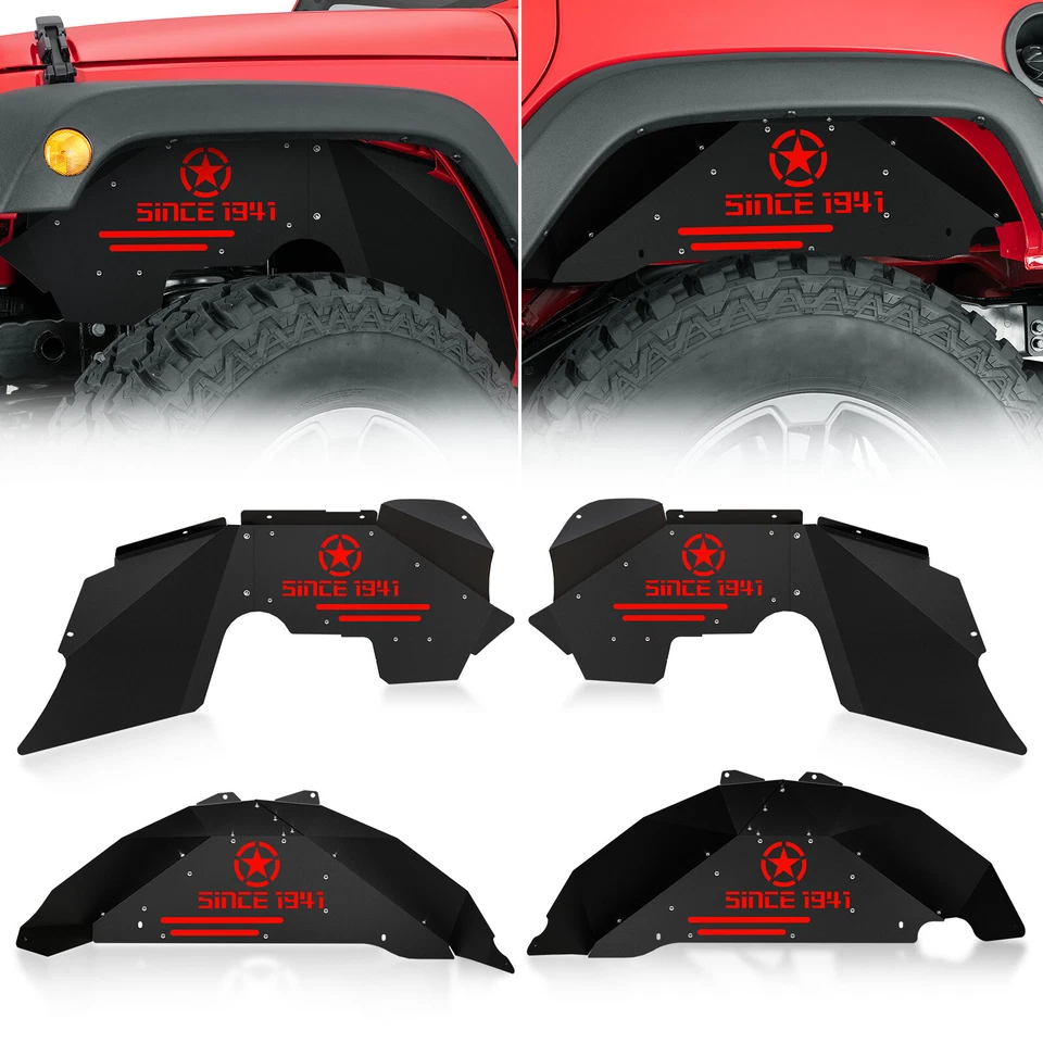 Front & Rear Inner Fender Liners for 2007-2018 Jeep Wrangler JK & JKU Unlimited - Image 1 of 4