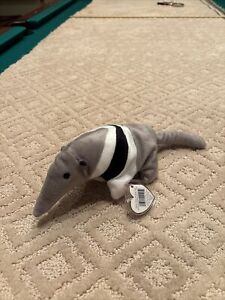 Ants the Anteater Beanie Baby 1998 - MINT collectible - grey with band