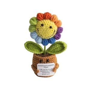 Handmade Crochet Sunflower With Positive Note Perfect for Home & Office - Picture 1 of 3