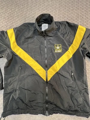 US Army Jacket Mens Medium Black Yellow APFU Physical Fitness Windbreaker Zip - Image 1 of 4