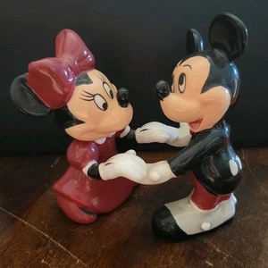 Mickey & Minnie Formal Dance Salt & Pepper Shakers  Vintage  w/Stoppers Disney - Picture 1 of 9