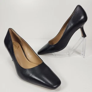 Sam Edelman Womens US 9 Heels Black Leather Rika Kitten Pump Court Square Toe - Picture 1 of 9