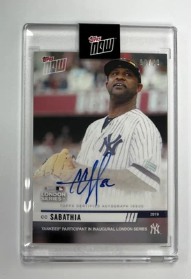 2019 Topps Now CC Sabathia London Series #LS -25A Auto 96/99 Yankees Baseball - Image 1 of 2