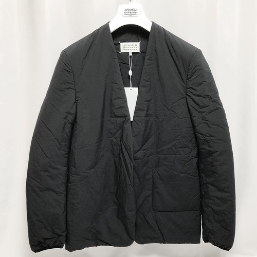 Giacca imbottita 48 nuova Maison Margiela senza colletto nera 4 cuciture su misura interna