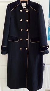 Monsoon Maddie Coat - Black With Velvet Collar & Cuffs, Gold Buttons Size UK 14 - Picture 1 of 4