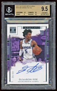 2017-18 Panini Impeccable De'Aaron Fox RC Rookie Auto /99 BGS 9,5/10 Kings - Bild 1 von 2