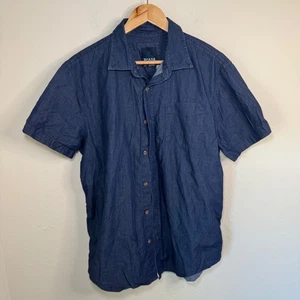 Prana Shirt Men's LG Blue Denim Casual Button Down Short Sleeve Outdoor Casual - Picture 1 of 6