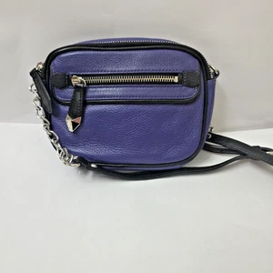 Perlina Small Purple Leather Crossbody Shoulder Bag Chain + Adjust Strap Clean - Foto 1 di 13
