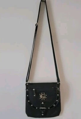 Guess Negro Bolso de Mano-Cartera Conjunto Sillín Solapa Bolso de Hombro Western Tachonado Foto 1 de 4