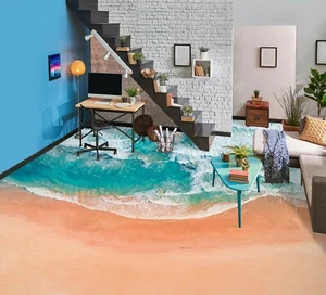 3D Beach Waves 53RAI75 Floor WallPaper Murals Wall Print Decal AJ WALL Fay - Picture 1 of 5