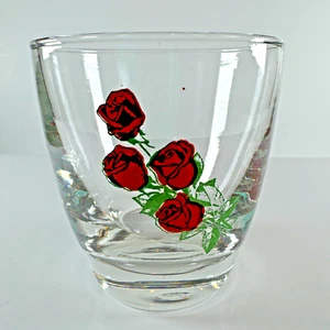 Vaso de vaso de whisky de agua con patrón de 4 rosas vintage 3,5 pulgadas - Imagen 1 de 5