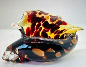 Kunstglas Muschel Muschel Briefbeschwerer signiert Wilson '00 braun Bernstein Gold ~ maritim - Bild 1 von 12