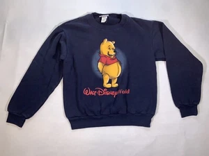 Winnie The Pooh Walt Disney World Blue Kid’s Vintage Sweatshirt Sz L - Picture 1 of 9