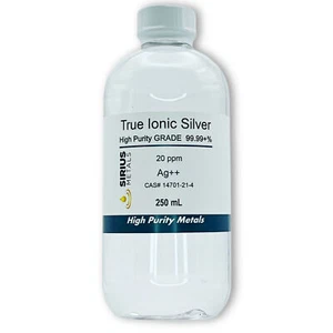 True Free Silver Ions (Ag++): 20 ppm, 99.99+% Purity - 250 mL in Plastic - Picture 1 of 2