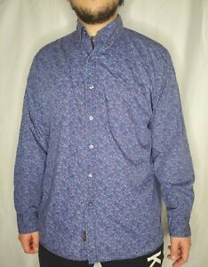 Black Brown 1826 Paisley Blue / Purple XLarge Long Sleeve Button-up Shirt - EUC