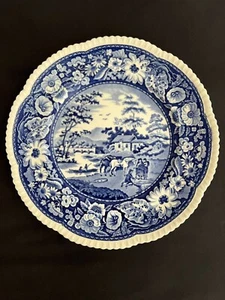 Royal Cauldon England 1931 Blue Transferware Plate - Percy Mole Xmas Gift - Picture 1 of 2