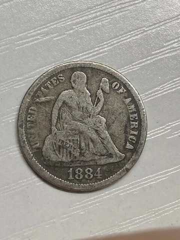 1884 Seated Dime 10c, 99 Cent shipping Cover