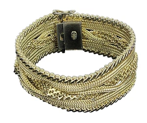 Christian Dior Grosse 1962 Gold Rhodium Plated Weave Bracelet Slide Lock 7" L - Picture 1 of 5