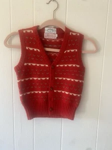 boys vintage Izod holiday sweater vest w/ buttons Size 6 - Picture 1 of 6