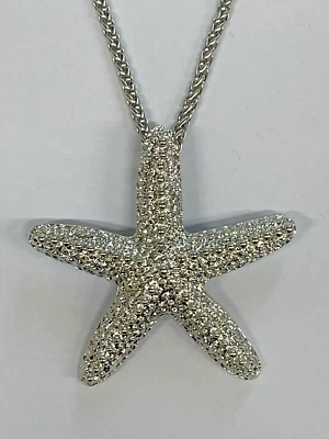 Colar STARFISH 2,5" Prata 24" Aço Inoxidável Joias Costeiras Vida Marinha NOVO 20% OFF - Imagem 1 de 4