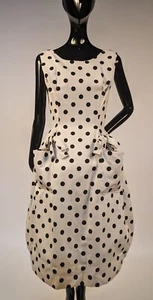 VINTAGE 1950’S SUZY PERETTE BLACK & WHITE POLKA DOT COCKTAIL DRESS  - Picture 1 of 7