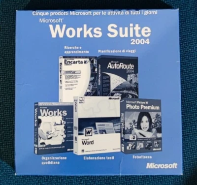 Microsoft Works Suite 2004 Italiano per Windows XP Vista 7 8 10 11 con COA - Immagine 1 di 3