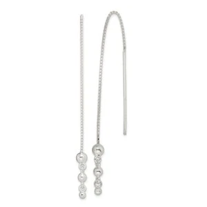 925 Sterling Silver Triple Graduated Ball Threader Dangle Earrings - Picture 1 of 5
