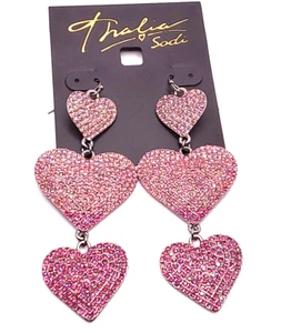Hermosos pendientes colgantes/gotas Thalia Sodi tono negro cristal rojo pavimentado corazón - Imagen 1 de 5