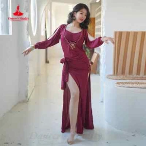Traje Disfraz de Danza del Vientre para Mujer Ropa Mangas Largas Bata + Cinturón Niña - Imagen 1 de 28