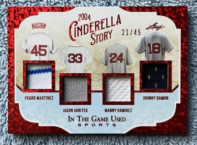 2022 Leaf In the Game Used MARTINEZ, VARITEK, RAMIREZ, DAMON Jersey Relic 21/45 - Image 1 of 4