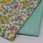 1 Yard Combination Vintage Fabrics (35-36' Wide) 2 prints - Floral & Solid Green