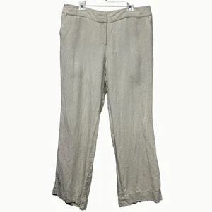 Ann Taylor Julie Beige 100% Linen Wide Leg Chino BOHO Dress Pants 14 (ACT 37x31) - Picture 1 of 15