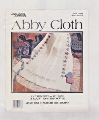 Leisure Arts Cross Stitch 18 ct White Afghan Abby Cloth SEALED Vintage 58"x45" - Image 1 of 3