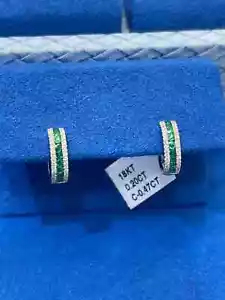 18k Diamond Emerald Earrings - Picture 1 of 4