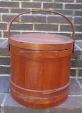 NICE Large Antique Primitive Wooden Firkin Sugar  Bucket Sewing Storage Box