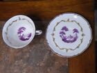 ROYAL WORCESTER BONE CHINA Demitasse Cup & Saucer THE CHAMBERLAIN Purple FOOTED