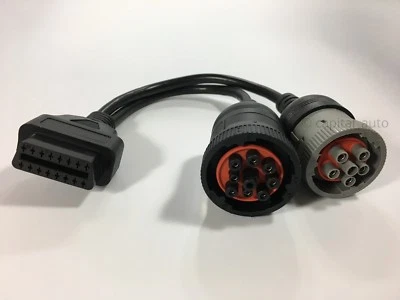6 Pin J1708 + 9 Pin J1939 to 16 Pin OBD2 OBD-II Adapter Cable Heavy Duty Truck - Image 1 of 4