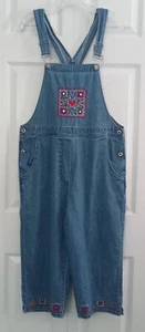 Agapo Women's Overalls Denim Capris Cropped Embroidered Red Heart Small Vtg - Picture 1 of 8